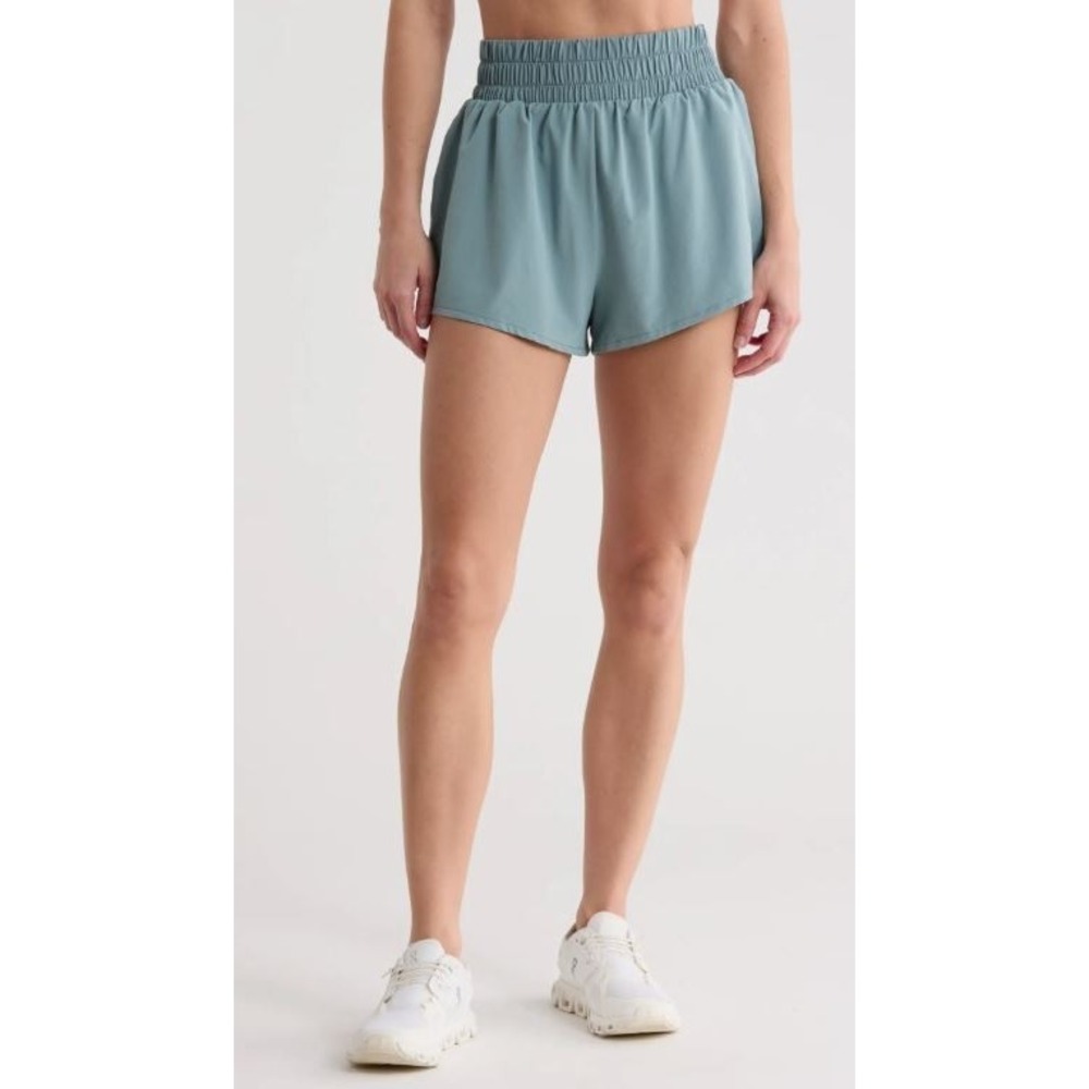Z by Zella Women's Elastic Waist Interval High Waist Flowy Shorts in Green Large